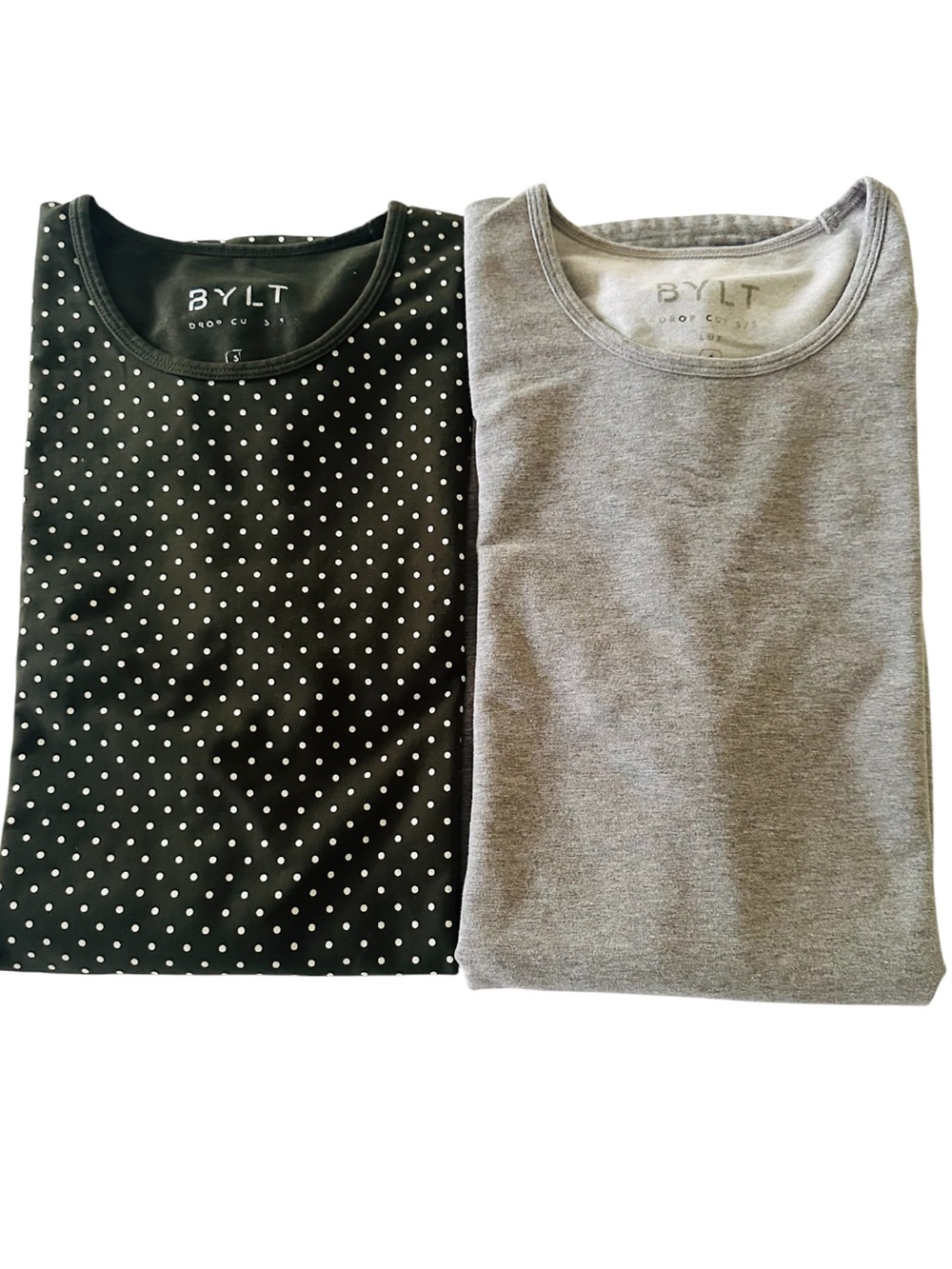 2 BYLT Basics Drop Cut Short Sleeve Shirts Small